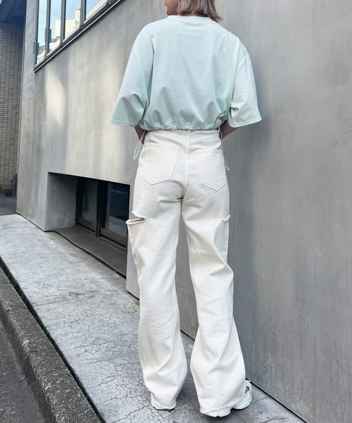 INGNI(イング)の「裾ドロスト胸ロゴショート5分袖Tシャツ(Tシャツ/カットソー・レディース・ブラック/オフホワイト/ミント/オートミール/ライトピンク/その他/ブラウン・M)」の21枚目の写真