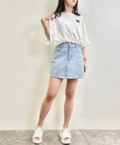 INGNI(イング)の「裾ドロスト胸ロゴショート5分袖Tシャツ(Tシャツ/カットソー・レディース・ブラック/オフホワイト/ミント/オートミール/ライトピンク/その他/ブラウン・M)」の8枚目の写真