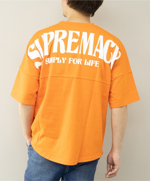 STYLEBLOCK(スタイルブロック)の「BIGロゴプリント入り5分袖ビッグシルエットTシャツ(Tシャツ/カットソー・メンズ・ホワイト/ブラック/オレンジ・L/M)」の3枚目の写真