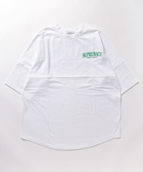 STYLEBLOCK(スタイルブロック)の「BIGロゴプリント入り5分袖ビッグシルエットTシャツ(Tシャツ/カットソー・メンズ・ホワイト/ブラック/オレンジ・L/M)」の6枚目の写真