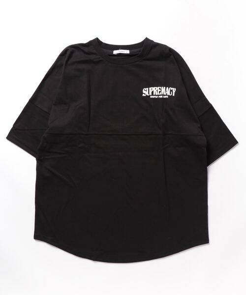 STYLEBLOCK(スタイルブロック)の「BIGロゴプリント入り5分袖ビッグシルエットTシャツ(Tシャツ/カットソー・メンズ・ホワイト/ブラック/オレンジ・L/M)」の7枚目の写真