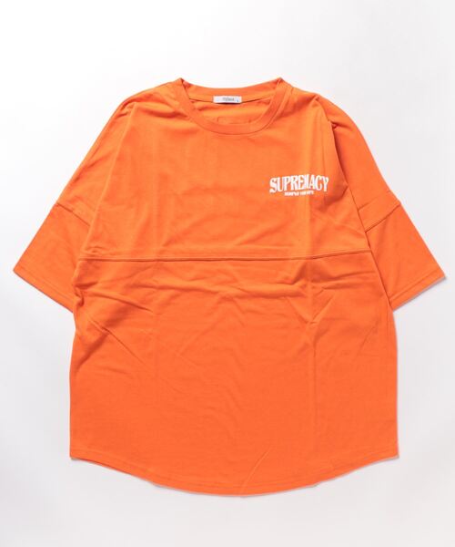 STYLEBLOCK(スタイルブロック)の「BIGロゴプリント入り5分袖ビッグシルエットTシャツ(Tシャツ/カットソー・メンズ・ホワイト/ブラック/オレンジ・L/M)」の8枚目の写真