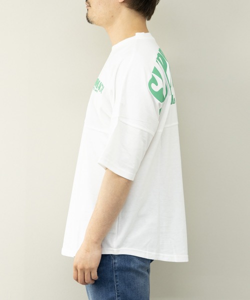 STYLEBLOCK(スタイルブロック)の「BIGロゴプリント入り5分袖ビッグシルエットTシャツ(Tシャツ/カットソー・メンズ・ホワイト/ブラック/オレンジ・L/M)」の10枚目の写真