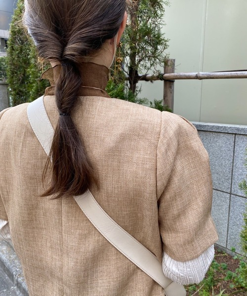 Olu.(オルドット)の「ノーカラーリネンライクショートジャケット(ノーカラージャケット・レディース・ブラウン系その他/ベージュ・FREE)」の6枚目の写真