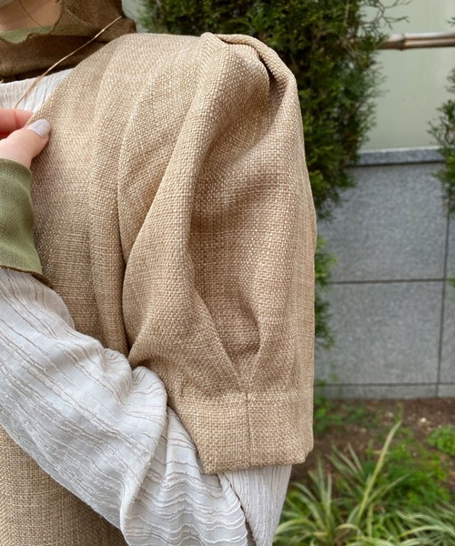 Olu.(オルドット)の「ノーカラーリネンライクショートジャケット(ノーカラージャケット・レディース・ブラウン系その他/ベージュ・FREE)」の8枚目の写真
