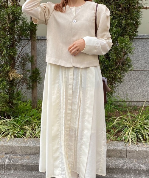 Olu.(オルドット)の「ノーカラーリネンライクショートジャケット(ノーカラージャケット・レディース・ブラウン系その他/ベージュ・FREE)」の10枚目の写真
