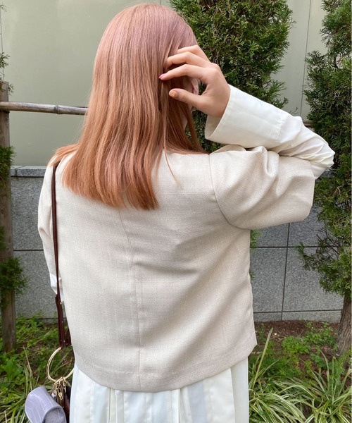 Olu.(オルドット)の「ノーカラーリネンライクショートジャケット(ノーカラージャケット・レディース・ブラウン系その他/ベージュ・FREE)」の11枚目の写真