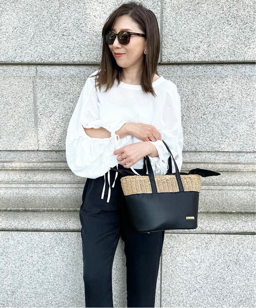 LA BAGAGERIE(ラバガジェリー)の「【インスタグラマー chiyoさん×LA BAGAGERIE】コンビネーションかごバッグ(かごバッグ・レディース・ブラウン/ブラック・FREE)」の9枚目の写真