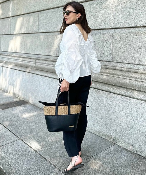 LA BAGAGERIE(ラバガジェリー)の「【インスタグラマー chiyoさん×LA BAGAGERIE】コンビネーションかごバッグ(かごバッグ・レディース・ブラウン/ブラック・FREE)」の11枚目の写真