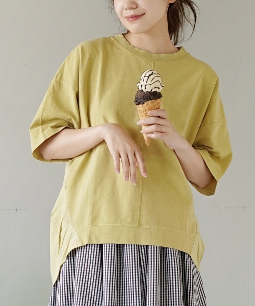 e-zakkamania stores(イーザッカマニアストアーズ)の「布帛切り替え 裏毛プルオーバー(Tシャツ/カットソー・レディース・イエロー/ブラック/アイボリー・M)」の3枚目の写真