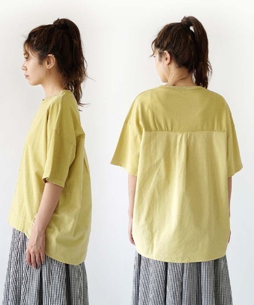 e-zakkamania stores(イーザッカマニアストアーズ)の「布帛切り替え 裏毛プルオーバー(Tシャツ/カットソー・レディース・イエロー/ブラック/アイボリー・M)」の6枚目の写真