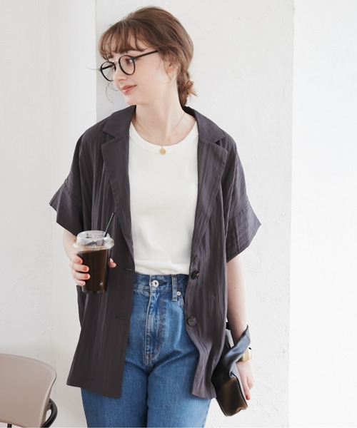 ANGIE（アンジー）の「【接触冷感】半袖 サマージャケット（テーラードジャケット・レディース・ライトグレー/ブラウン/スミクロ/ナチュラル/ベージュ/チャコールグレー/ブラック/ブラウン系その他・FREE）」の20枚目の写真