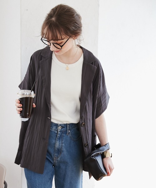 ANGIE（アンジー）の「【接触冷感】半袖 サマージャケット（テーラードジャケット・レディース・ライトグレー/ブラウン/スミクロ/ナチュラル/ベージュ/チャコールグレー/ブラック/ブラウン系その他・FREE）」の22枚目の写真