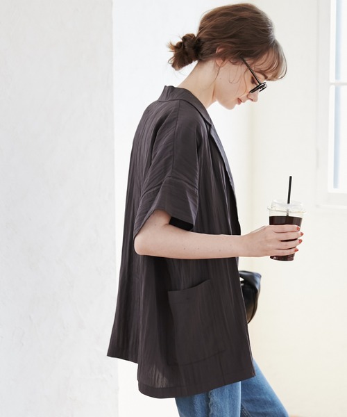 ANGIE（アンジー）の「【接触冷感】半袖 サマージャケット（テーラードジャケット・レディース・ライトグレー/ブラウン/スミクロ/ナチュラル/ベージュ/チャコールグレー/ブラック/ブラウン系その他・FREE）」の12枚目の写真