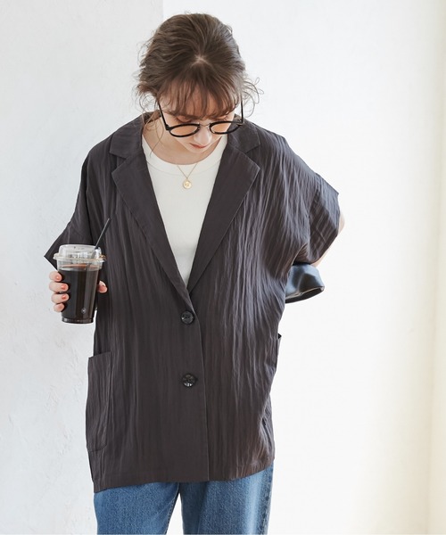 ANGIE（アンジー）の「【接触冷感】半袖 サマージャケット（テーラードジャケット・レディース・ライトグレー/ブラウン/スミクロ/ナチュラル/ベージュ/チャコールグレー/ブラック/ブラウン系その他・FREE）」の14枚目の写真