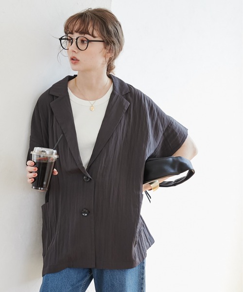 ANGIE（アンジー）の「【接触冷感】半袖 サマージャケット（テーラードジャケット・レディース・ライトグレー/ブラウン/スミクロ/ナチュラル/ベージュ/チャコールグレー/ブラック/ブラウン系その他・FREE）」の10枚目の写真