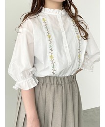 ehka sopo | タック刺繍ブラウス(シャツ/ブラウス)