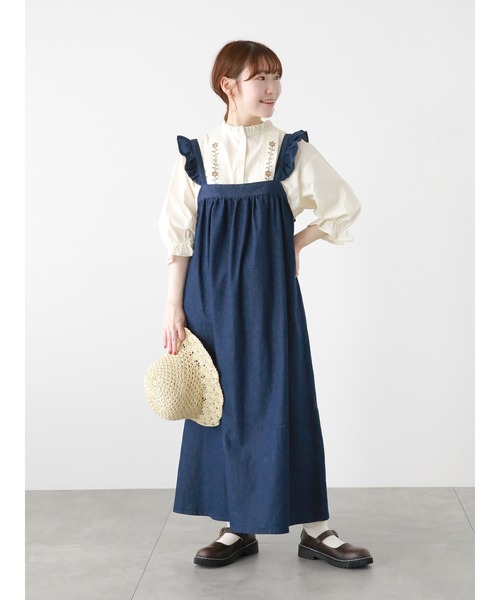 ehka sopo（エヘカソポ）の「タック刺繍ブラウス（シャツ/ブラウス・レディース・キナリ/オフホワイト/グレー・F）」の4枚目の写真