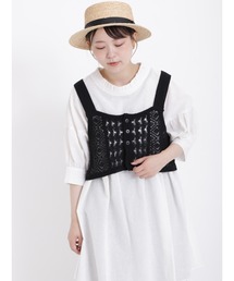 Samansa Mos2 | 透かし前後着ニットビスチェ(ベスト)