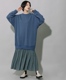 Munich | 裏毛×ジョーゼットスウェットワンピース(ワンピース)