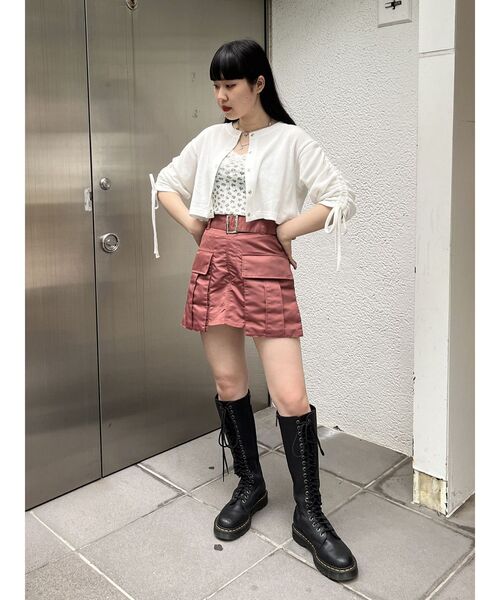 jouetie（ジュエティ）の「シャーリングスリーブ2WAYトップス（Tシャツ/カットソー・レディース・ブラック/グリーン/レッド/オフホワイト・MEDIUM）」の18枚目の写真