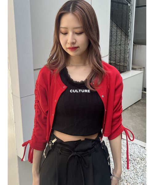 jouetie（ジュエティ）の「シャーリングスリーブ2WAYトップス（Tシャツ/カットソー・レディース・ブラック/グリーン/レッド/オフホワイト・MEDIUM）」の21枚目の写真