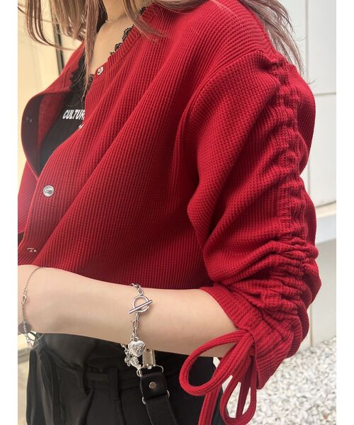 jouetie（ジュエティ）の「シャーリングスリーブ2WAYトップス（Tシャツ/カットソー・レディース・ブラック/グリーン/レッド/オフホワイト・MEDIUM）」の22枚目の写真