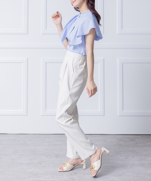 clear(クリア)の「無地柄アソートノースリーブケープブラウス (シャツ/ブラウス・レディース・ブラック/オフホワイト/ブルー系その他・F)」の15枚目の写真