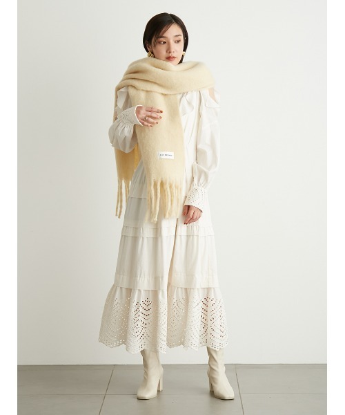 LILY BROWN(リリーブラウン)の「フリンジストール(ストール/ショール・レディース・ホワイト/グリーン/クリーム・FREE)」の10枚目の写真