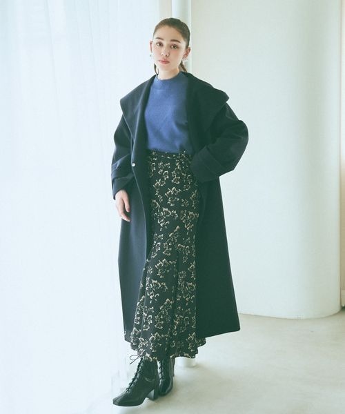 mysty woman（ミスティウーマン）の「フラワープリントフレアスカート 973085（スカート・レディース・ベージュ/ブラック/ブルー系その他・FREE）」の9枚目の写真