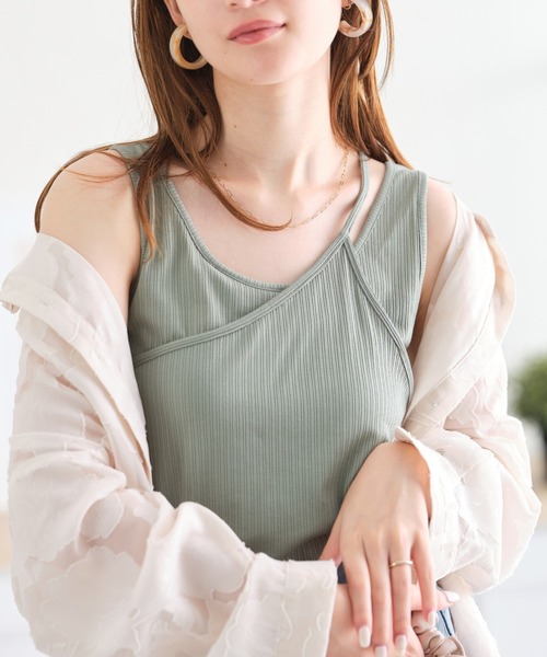 acro（アクロ）の「アシンメトリーキャミソール/AC3420（キャミソール・レディース・ホワイト/ブラック/ブラウン/グリーン・ﾌﾘ-）」の4枚目の写真