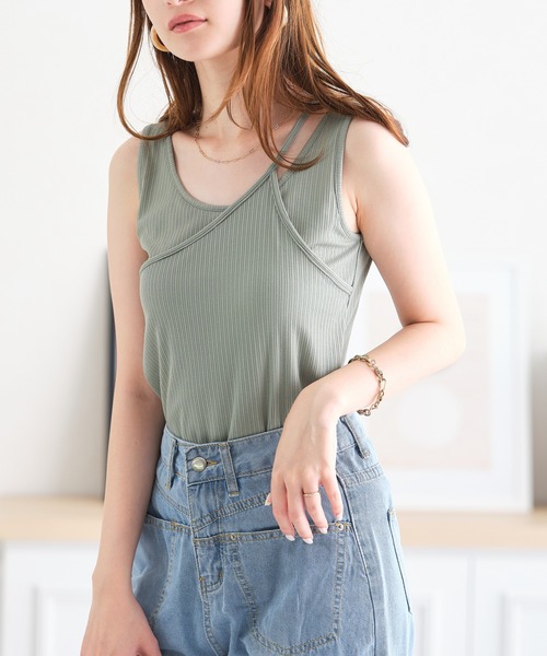 acro（アクロ）の「アシンメトリーキャミソール/AC3420（キャミソール・レディース・ホワイト/ブラック/ブラウン/グリーン・ﾌﾘ-）」の22枚目の写真