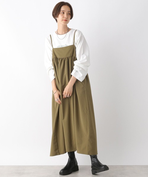 LEPSIM（レプシィム）の「キリカエギャザーキャミワンピース　970843（ワンピース・レディース・カーキブラウン/ブラック・FREE）」の5枚目の写真