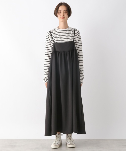 LEPSIM（レプシィム）の「キリカエギャザーキャミワンピース　970843（ワンピース・レディース・カーキブラウン/ブラック・FREE）」の6枚目の写真