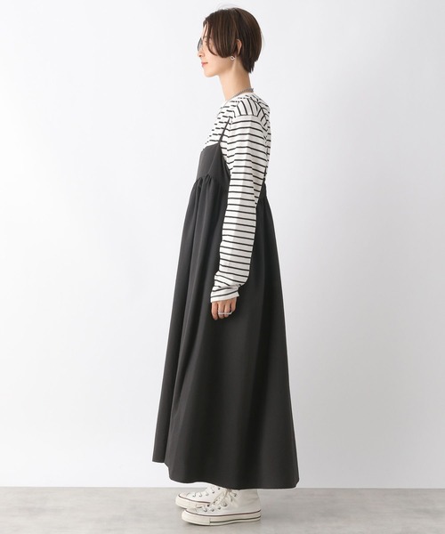 LEPSIM（レプシィム）の「キリカエギャザーキャミワンピース　970843（ワンピース・レディース・カーキブラウン/ブラック・FREE）」の7枚目の写真