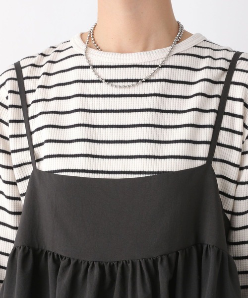 LEPSIM（レプシィム）の「キリカエギャザーキャミワンピース　970843（ワンピース・レディース・カーキブラウン/ブラック・FREE）」の9枚目の写真