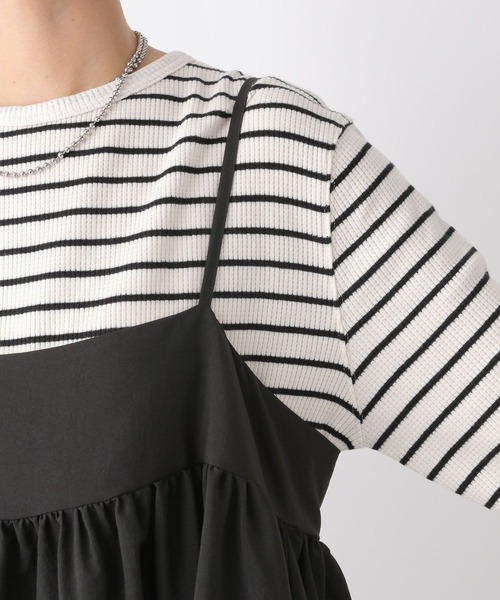 LEPSIM（レプシィム）の「キリカエギャザーキャミワンピース　970843（ワンピース・レディース・カーキブラウン/ブラック・FREE）」の10枚目の写真