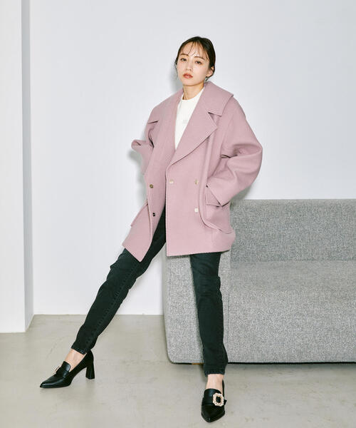 JILL BY JILLSTUART♡ウールカルゼPコート ピンクベージュS JILL BY JILLSTUART♡ウールカルゼPコート ピンクベージュS