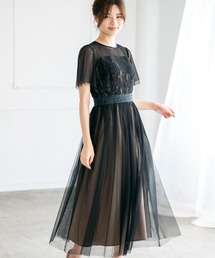 チュールシフォンワンピース【結婚式/オケージョン/パーティー/S・M・TALLサイズ】/MO33O02