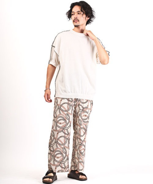 LUXSTYLE(ラグスタイル)の「ハンドステッチクルーネック半袖ニット(ニット/セーター・メンズ・ホワイト/チャコール/ブラック・L/M)」の7枚目の写真