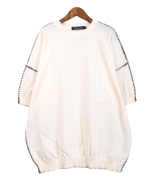 LUXSTYLE(ラグスタイル)の「ハンドステッチクルーネック半袖ニット(ニット/セーター・メンズ・ホワイト/チャコール/ブラック・L/M)」の10枚目の写真