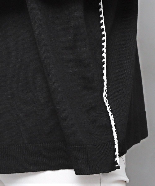LUXSTYLE(ラグスタイル)の「ハンドステッチクルーネック半袖ニット(ニット/セーター・メンズ・ホワイト/チャコール/ブラック・L/M)」の14枚目の写真