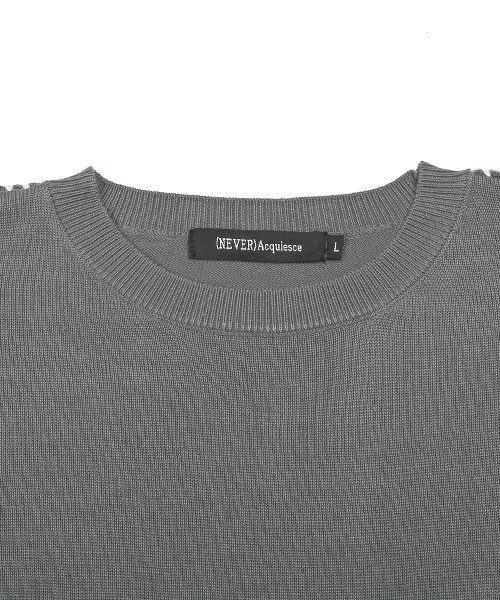 LUXSTYLE(ラグスタイル)の「ハンドステッチクルーネック半袖ニット(ニット/セーター・メンズ・ホワイト/チャコール/ブラック・L/M)」の15枚目の写真