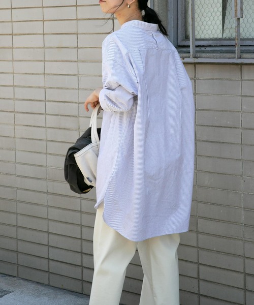 FORK&SPOON（フォークアンドスプーン）の「FORK&SPOON　オックスロングシャツ（シャツ/ブラウス・レディース・ブラウン系その他/ブルー系その他/オフホワイト・1）」の4枚目の写真