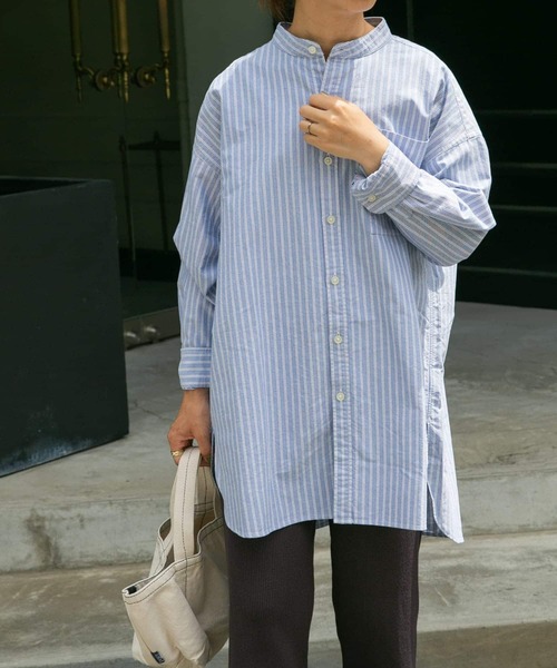 FORK&SPOON（フォークアンドスプーン）の「FORK&SPOON　オックスロングシャツ（シャツ/ブラウス・レディース・ブラウン系その他/ブルー系その他/オフホワイト・1）」の14枚目の写真