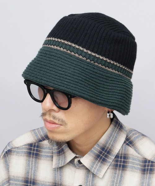 リブニットカシミヤ ツートーン バケットハット セール】 [KIDS]リブニットバケットハット （キャップ）｜a.v.v