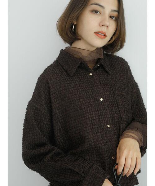 Te chichi（テチチ）の「フェザーシフォンショートシャツ（シャツ/ブラウス・レディース・ブラウン/オフホワイト・F）」の3枚目の写真