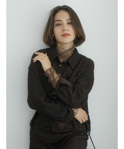 Te chichi（テチチ）の「フェザーシフォンショートシャツ（シャツ/ブラウス・レディース・ブラウン/オフホワイト・F）」の9枚目の写真