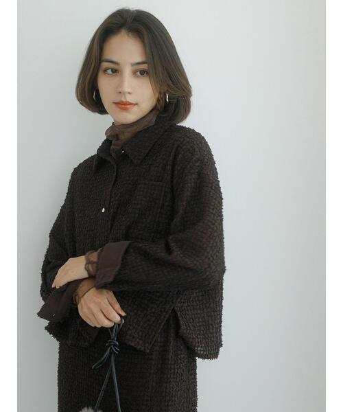 Te chichi（テチチ）の「フェザーシフォンショートシャツ（シャツ/ブラウス・レディース・ブラウン/オフホワイト・F）」の8枚目の写真