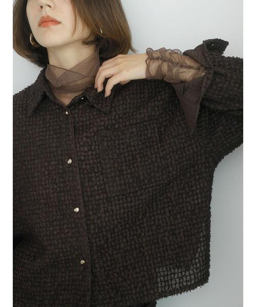 Te chichi（テチチ）の「フェザーシフォンショートシャツ（シャツ/ブラウス・レディース・ブラウン/オフホワイト・F）」の6枚目の写真